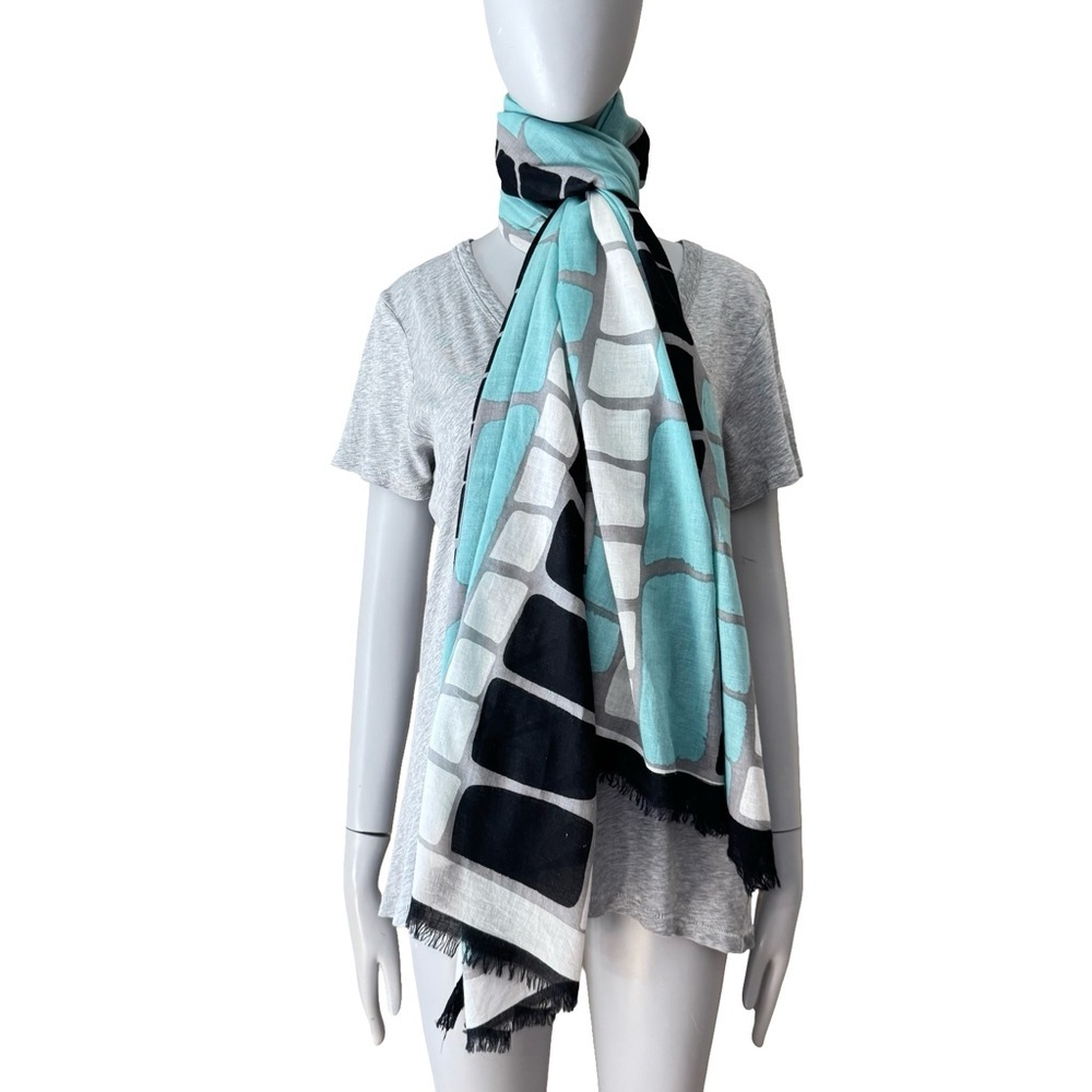 MIR Oversized Graphic Bold Patterned Scarf Wrap Shawl Sarong Coverup 100% Cotton - Picture 2 of 16